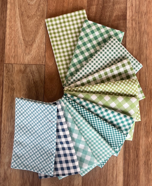 Bee Ginghams Cool Colours Fat Eighth Bundle Lori Holt for Riley Blake Design