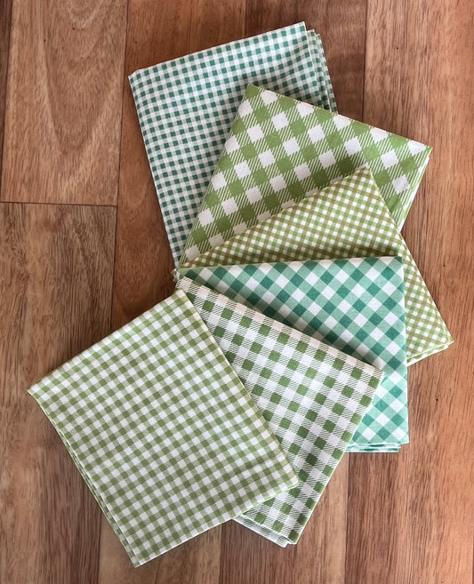 Bee Ginghams Greens Fat Quarter Bundle Lori Holt for Riley Blake Design