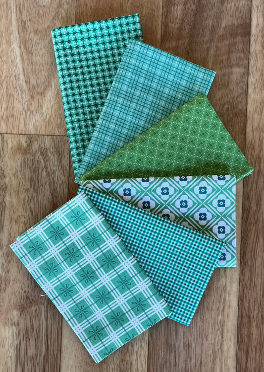 Bee Plaids - Greens Fat Eighth Bundle by Lori Holt for Riley Blake