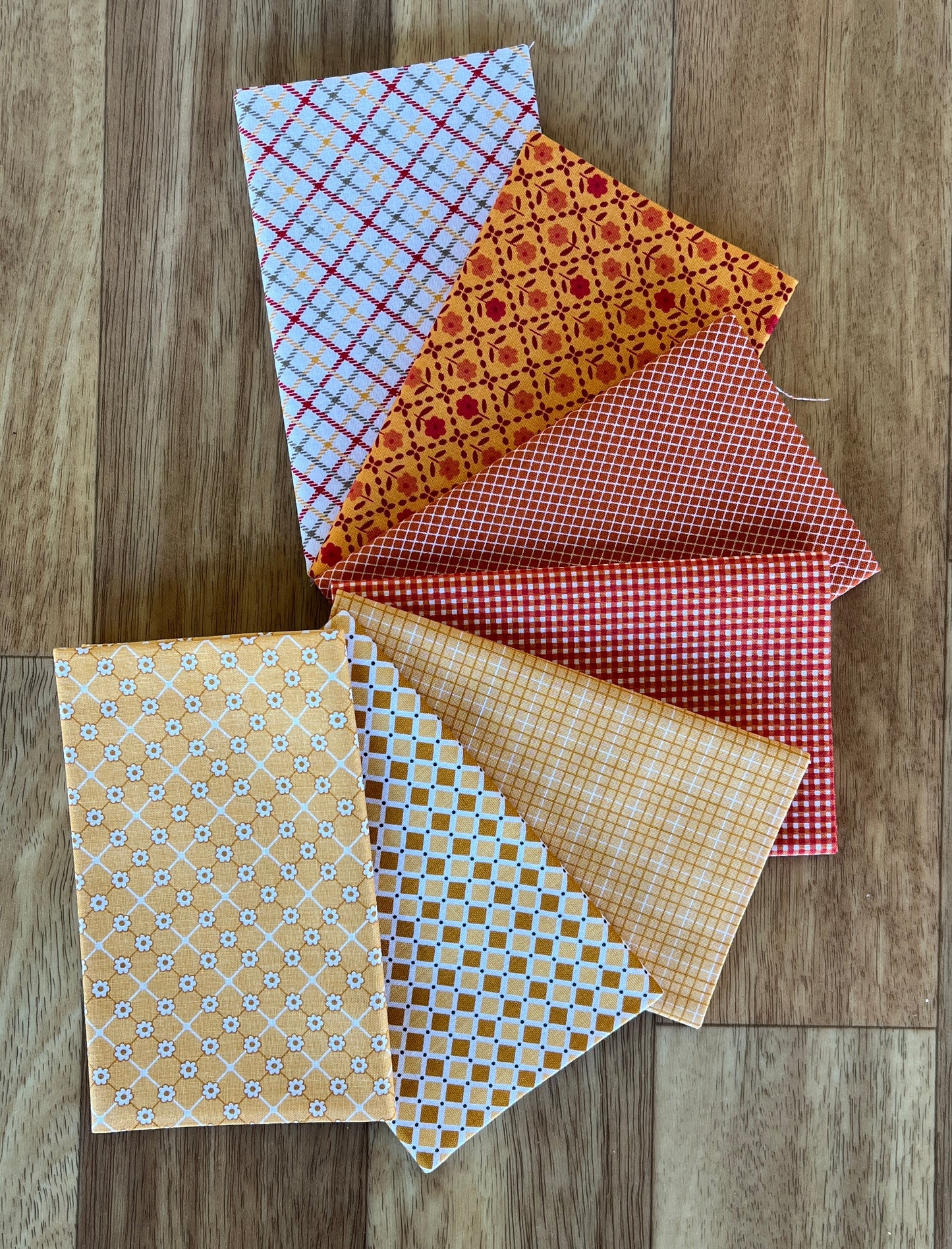 Bee Plaids - Yellows Oranges Fat Eighth Bundle by Lori Holt for Riley Blake