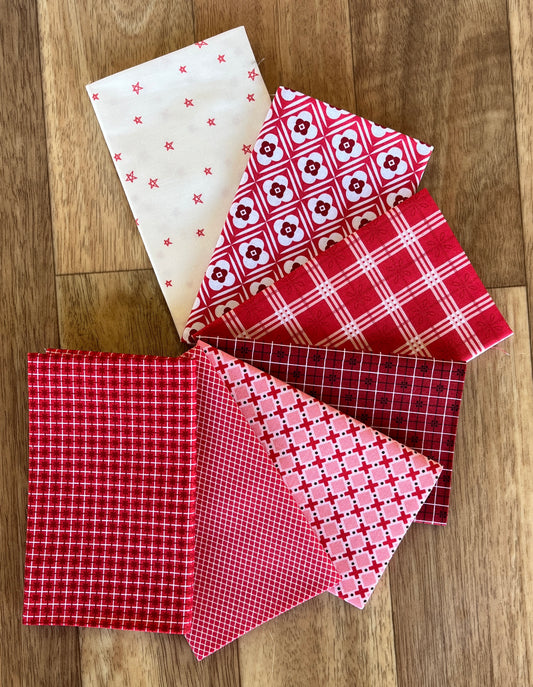 Bee Plaids Reds Fat Eighth Bundle by Lori Holt for Riley Blake