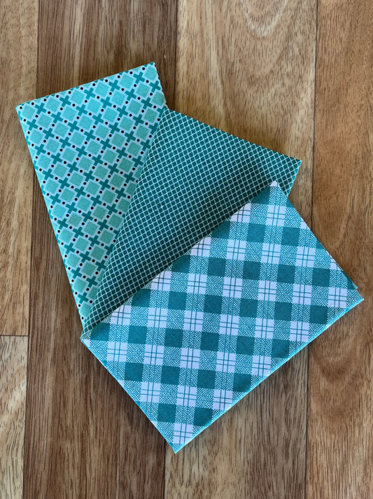 Bee Plaids Seaglass Fat Eighth Bundle Lori Holt for Riley Blake Designs