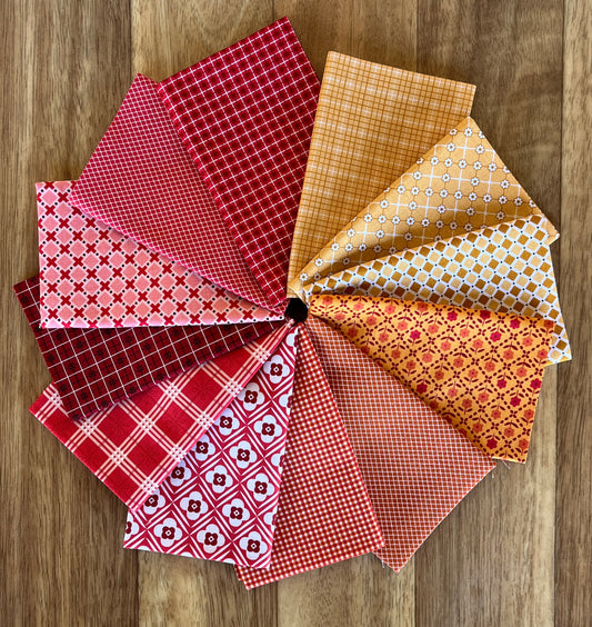 Bee Plaids Warm Colours Fat Eighth Bundle Lori Holt for Riley Blake Designs