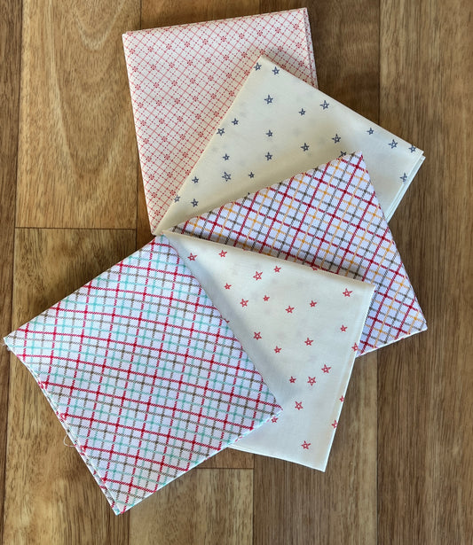 Bee Plaids Whites Fat Quarter Bundle Lori Holt for Riley Blake Designs