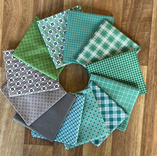 Bee Plaids Cool Colours Fat Quarter Bundle Lori Holt for Riley Blake Designs