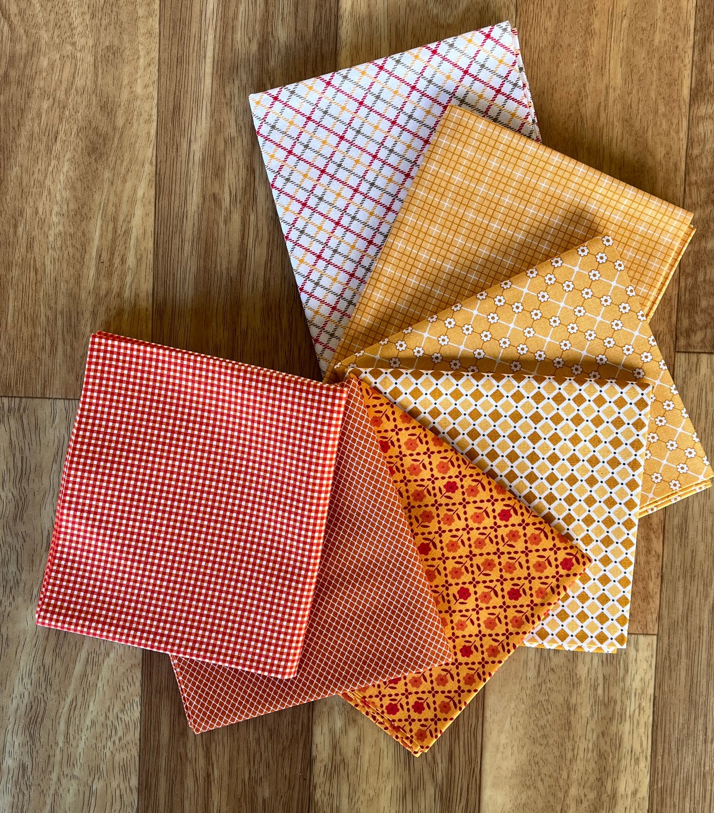 Bee Plaids - Yellows Oranges Fat Quarter Bundle by Lori Holt for Riley Blake