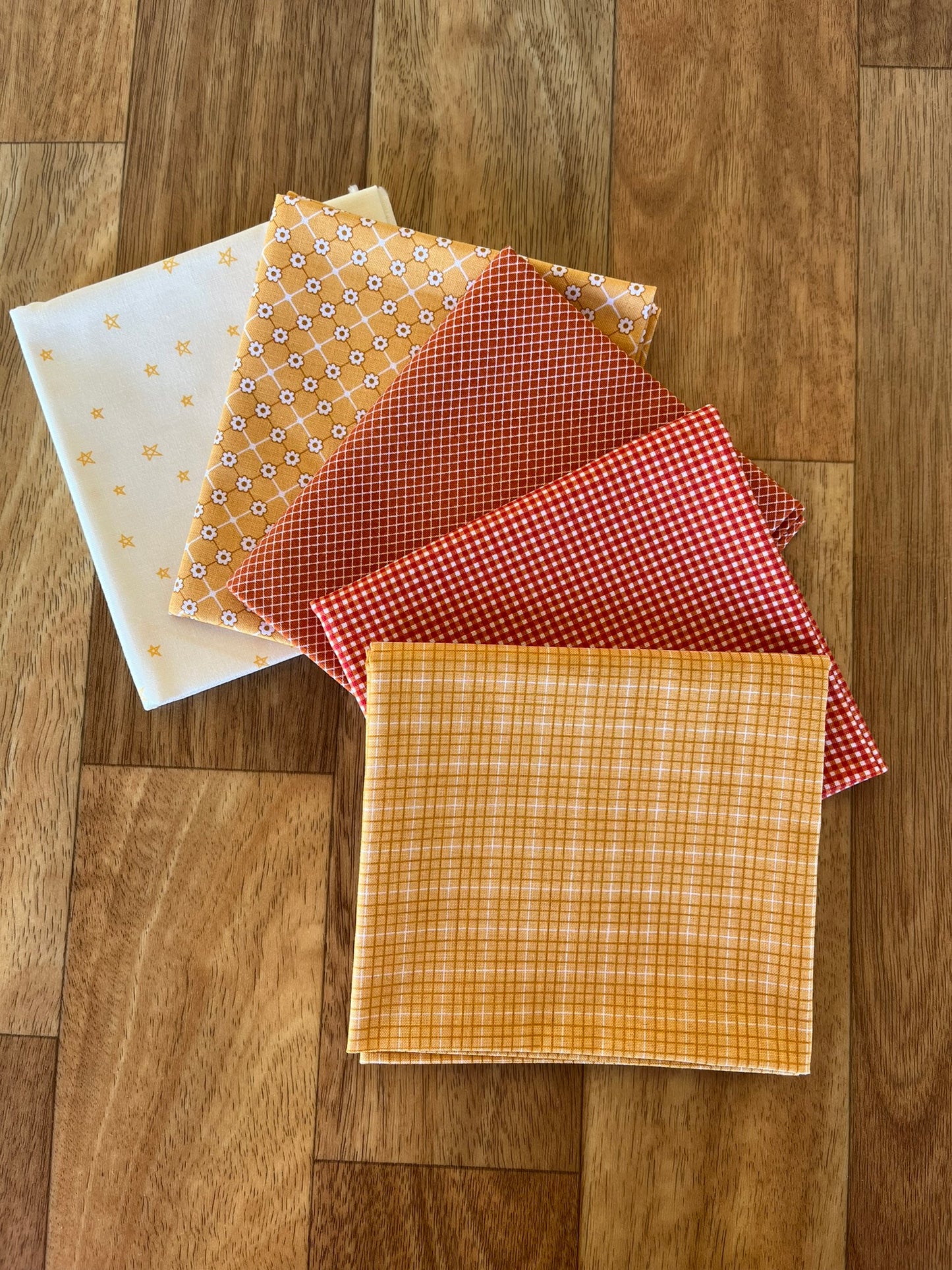 Bee Plaids - Yellows Oranges Fat Quarter Bundle by Lori Holt for Riley Blake