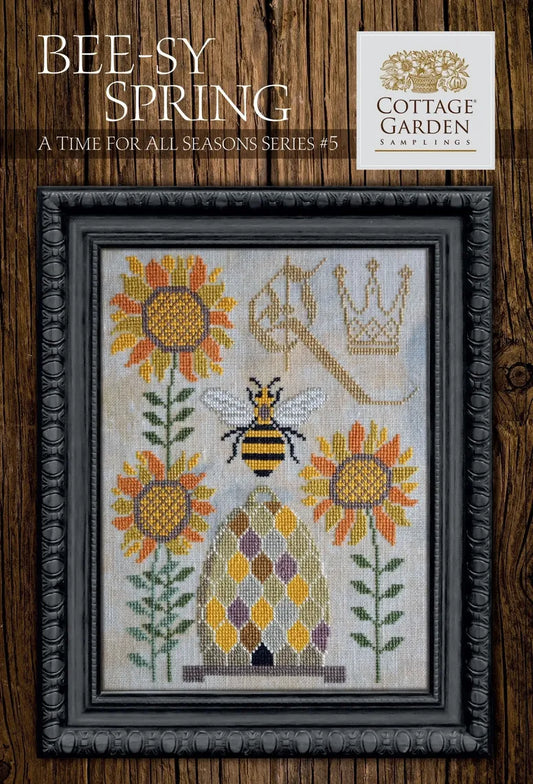 Bee-sy Spring A Time for All Seasons #5 Cross Stitch Pattern by Cottage Garden Samplings