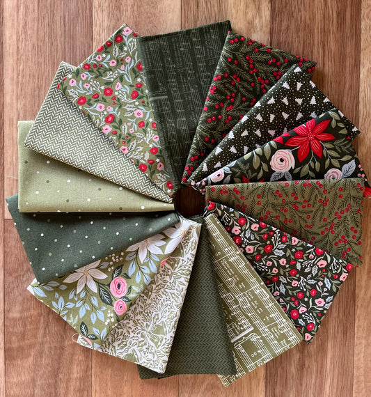 Berry & Pine Greens Fat Eighth Bundle by Lella Boutique for Moda Fabrics