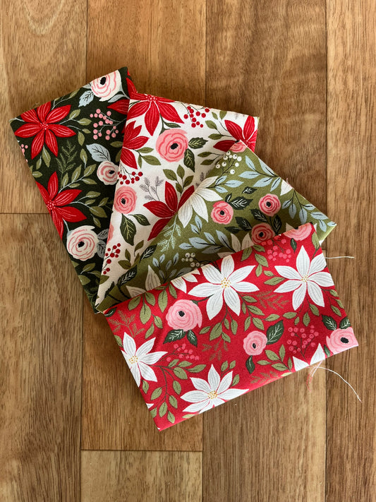 Berry & Pine Poinettias Fat Eighth Bundle by Lella Boutique for Moda Fabrics