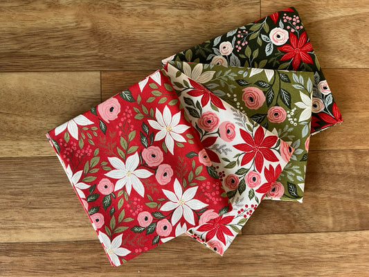 Berry & Pine Poinsettias Fat Quarter Bundle by Lella Boutique for Moda Fabrics
