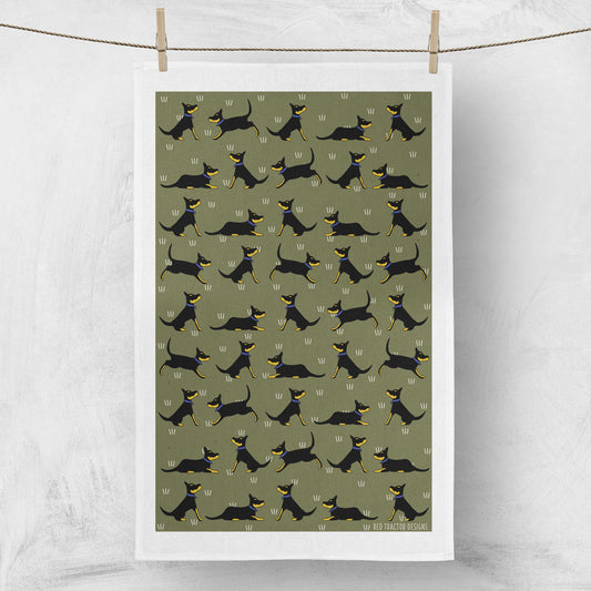 Black and Tan Kelpies Tea Towel by Red Tractor Designs