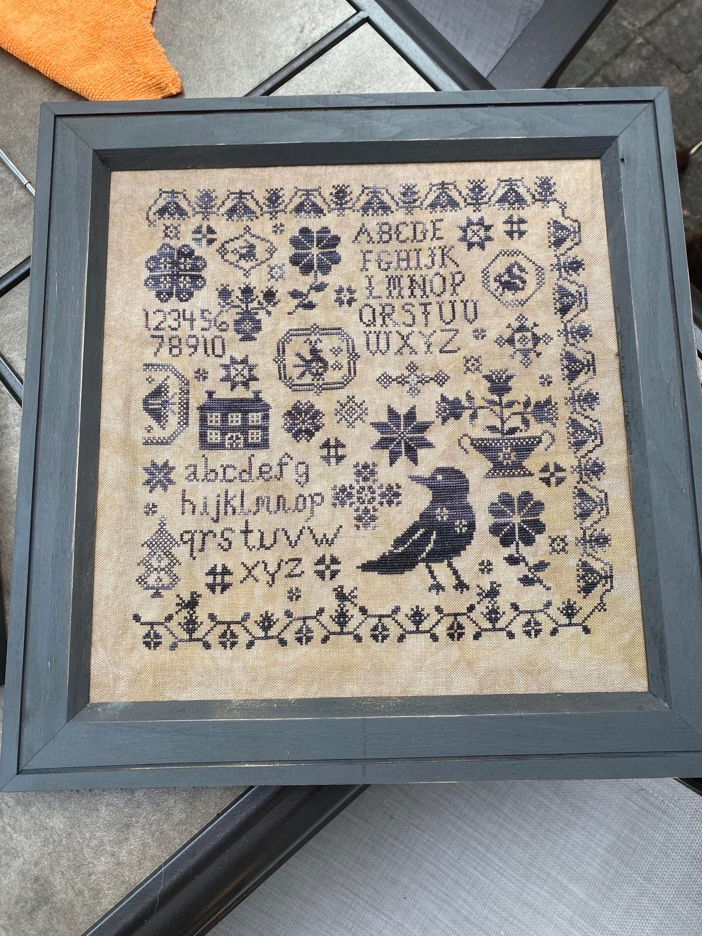 Black Bird Sampler Cross Stitch Pattern Pansy Patch Quilts and Stitchery