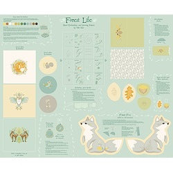Just Make It Forest Life Pistachio Panel by Little Dear for Studio E Fabrics