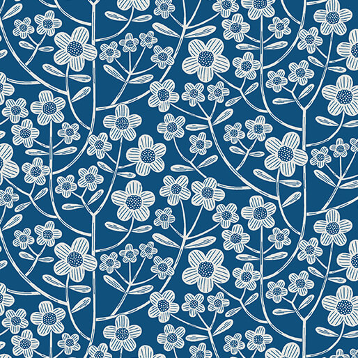 Blooming Colour 2 Brynn Blue Wideback by Wolff Paper for Benartex Fabrics (sold in 25cm increments)