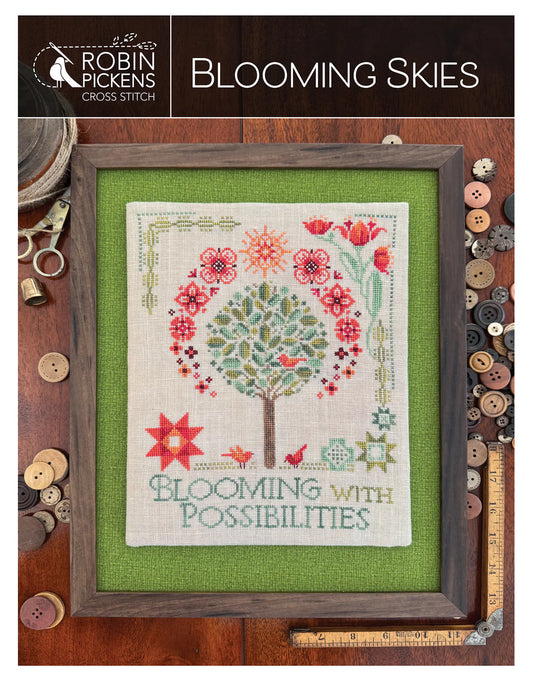 Blooming Skies Cross Stitch Pattern by Robin Pickens