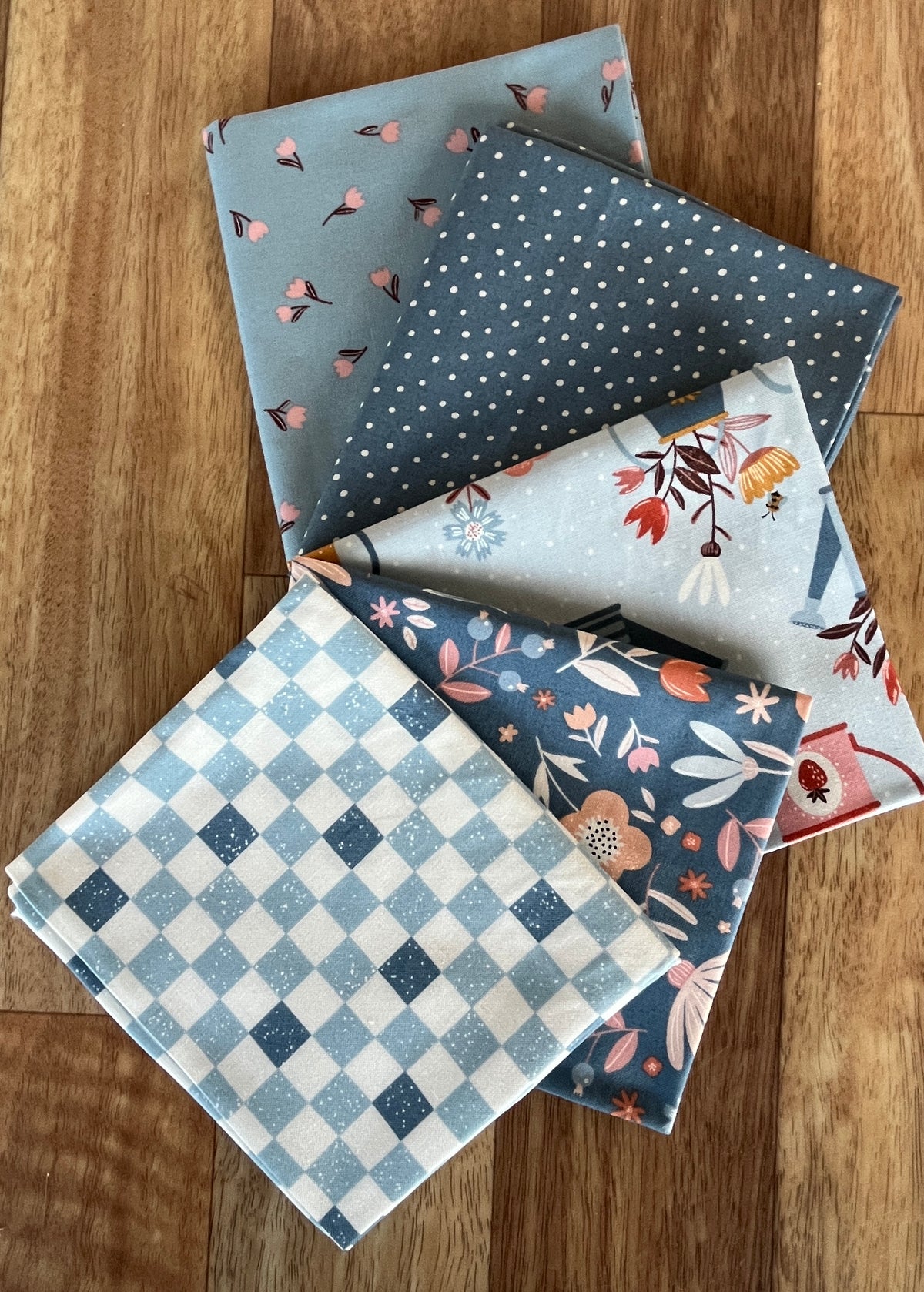 Blossoms and Blooms Blues Fat Quarter Bundle by Elena Amo for Moda Fabrics