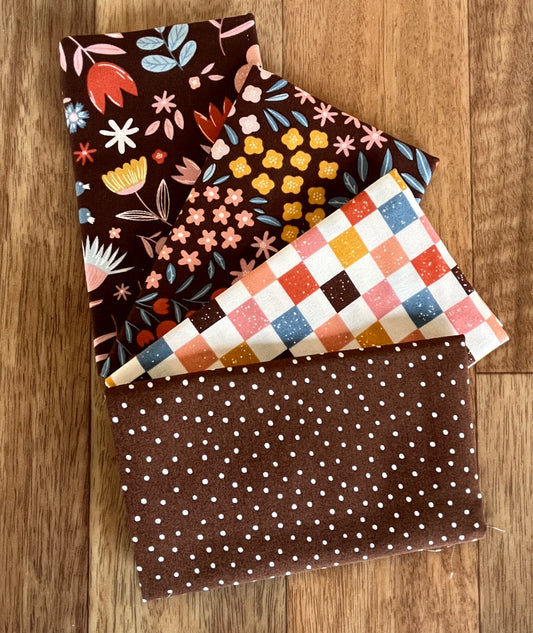 Blossoms and Blooms Browns  Fat Eighth Bundle by Elena Amo for Moda Fabrics