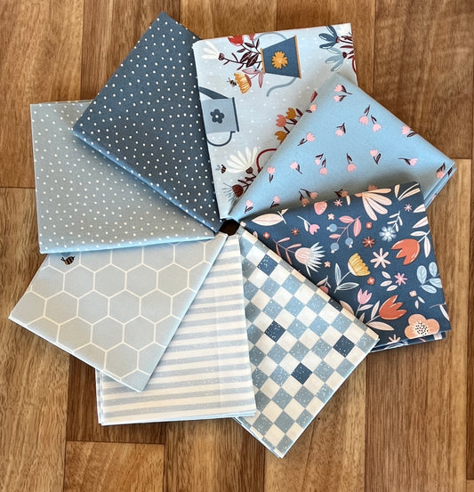 Blossoms and Blooms Blues Fat Quarter Bundle by Elena Amo for Moda Fabrics