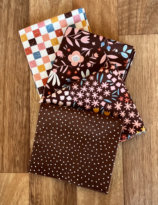 Blossoms and Blooms Browns Fat Quarter Bundle by Elena Amo for Moda Fabrics