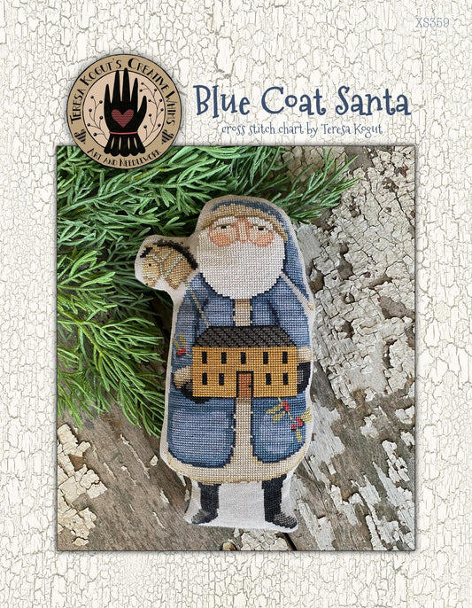 Blue Coat Santa Cross stitch pattern by Teresa Kogut