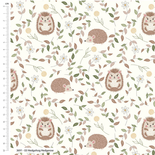 Bramble & Bumble 03 Hedgehog Hedgerow by The Craft Cottage Co for Visage Fabrics (sold in 25cm increments)
