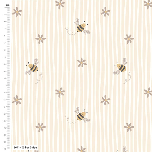 Bramble & Bumble 05 Bee Stripe by The Craft Cottage Co for Visage Fabrics (sold in 25cm increments)