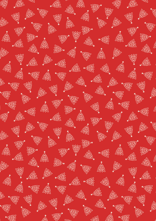 Celtic Christmas Celtic Trees on Winter Red C131C by Lewis and Irene (sold in 25cm increments)