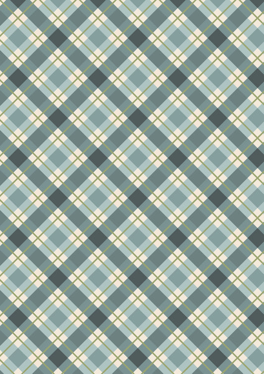 Celtic Christmas Winter Blue Check C132A by Lewis and Irene (sold in 25cm increments)