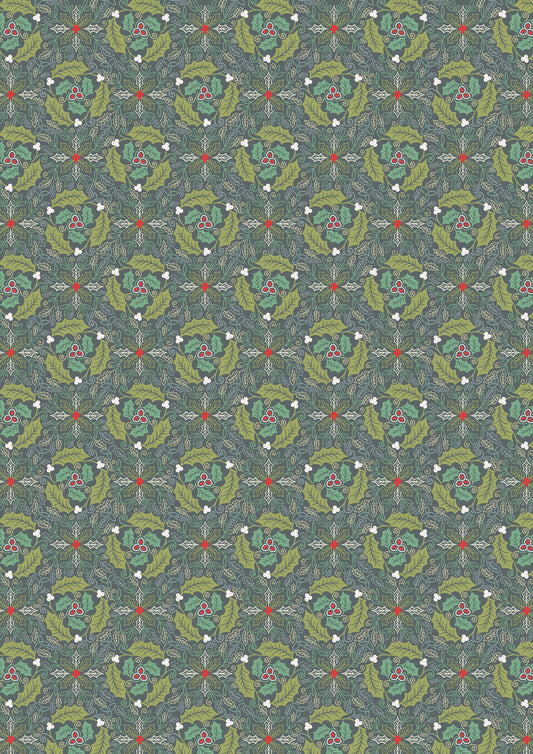 Celtic Christmas Festive Celtic Leaves Red C133C by Lewis and Irene (sold in 25cm increments)