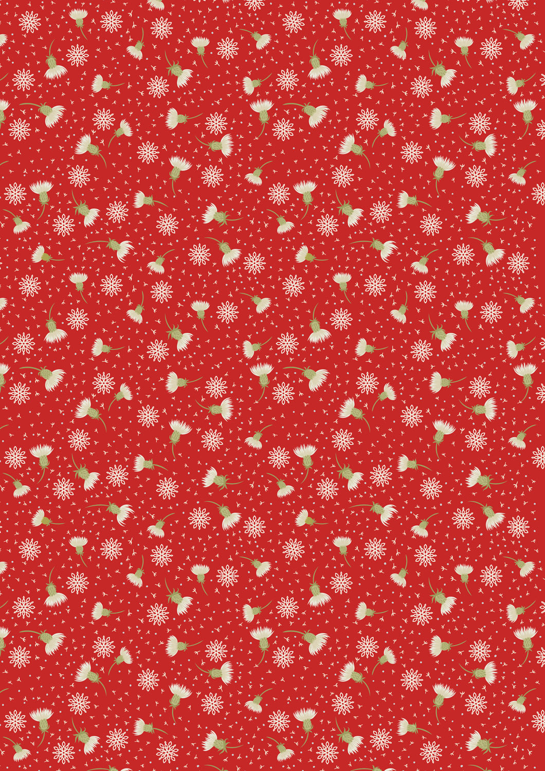 Celtic Christmas Thistledown on Red C134B by Lewis and Irene (sold in 25cm increments)