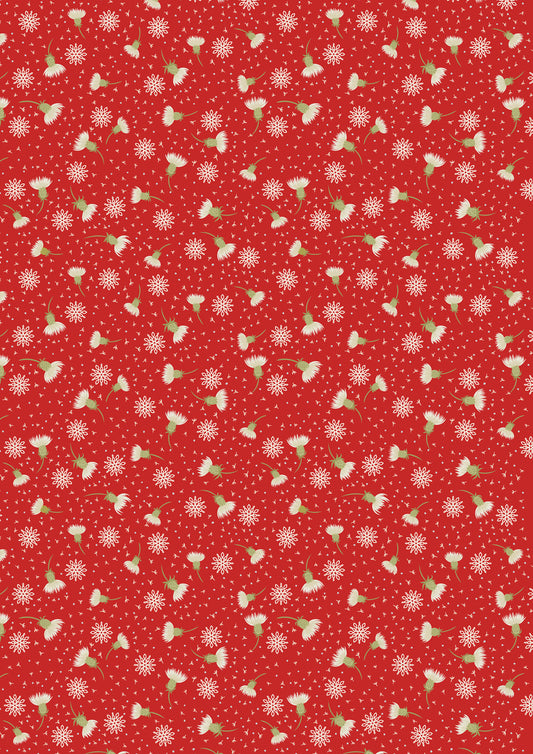 Celtic Christmas Thistledown on Red C134B by Lewis and Irene (sold in 25cm increments)