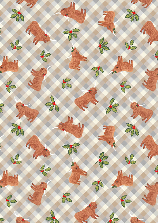 Celtic Christmas Highlands & Holly Winter Morning Gingham C135A by Lewis and Irene (sold in 25cm increments)