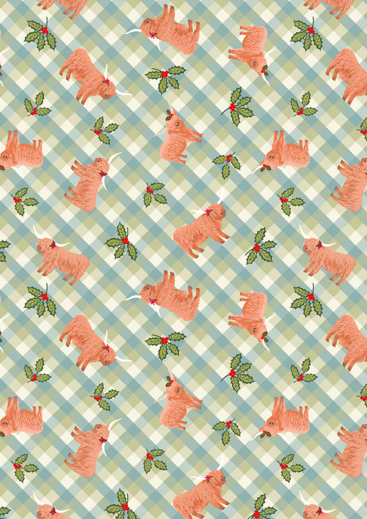 Celtic Christmas Highlands & Holly Icy Meadow Gingham C135B by Lewis and Irene (sold in 25cm increments)