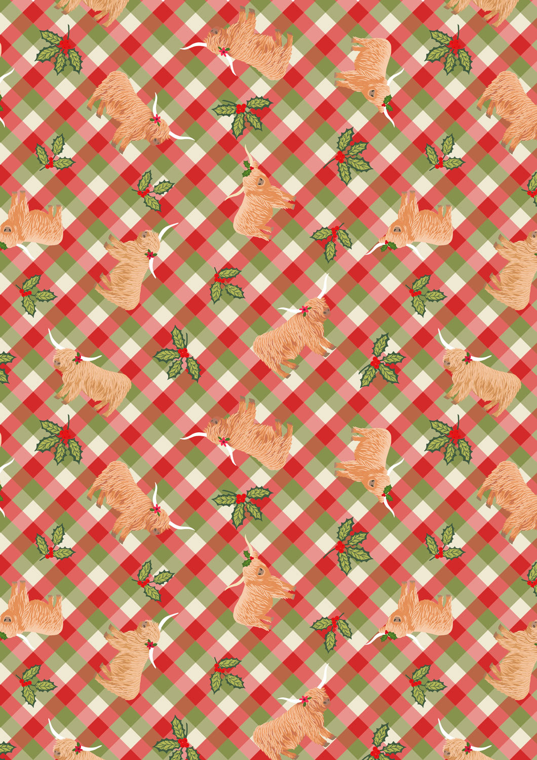 Celtic Christmas Highlands & Holly Festive Gingham C135C by Lewis and Irene (sold in 25cm increments)