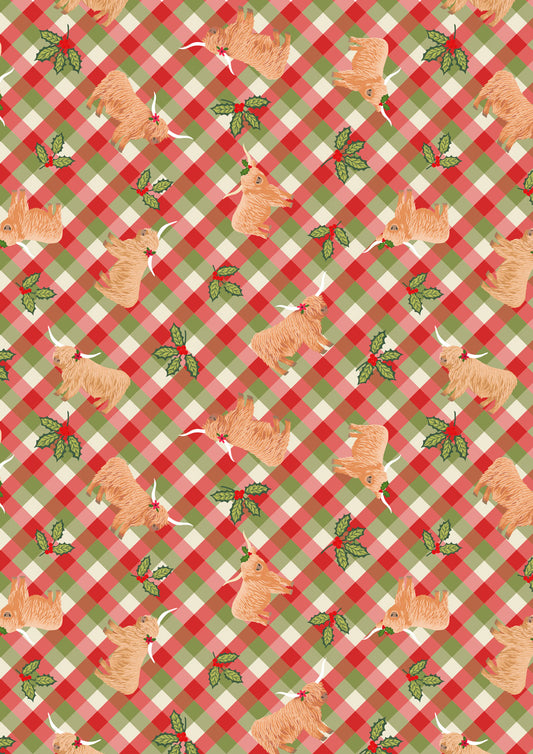 Celtic Christmas Highlands & Holly Festive Gingham C135C by Lewis and Irene (sold in 25cm increments)