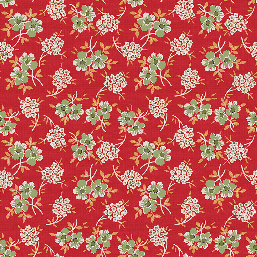 Home Town Holiday Floral Schoolhouse C14900 by Lori Holt for Riley Blake Fabrics (sold in 25cm increments)