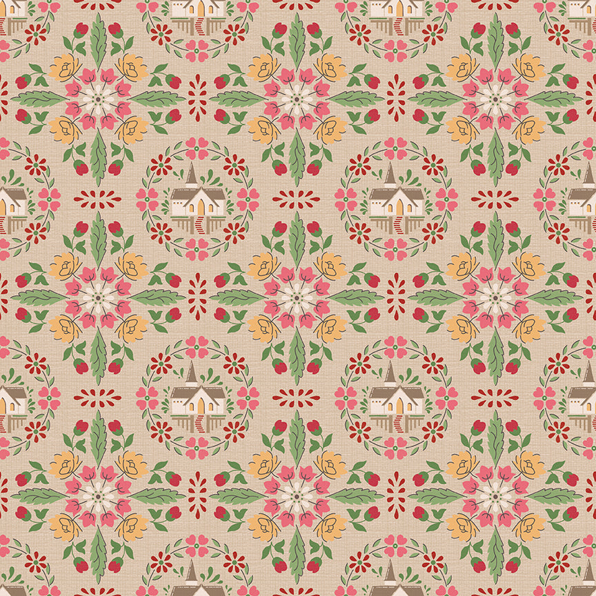 Home Town Holiday Chapel Teadye C14930 by Lori Holt for Riley Blake Fabrics (sold in 25cm increments)