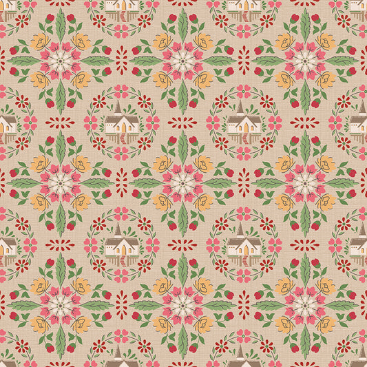 Home Town Holiday Chapel Teadye C14930 by Lori Holt for Riley Blake Fabrics (sold in 25cm increments)