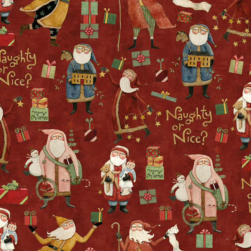Naughty and Nice Main Red C16260 by Teresa Kogut for Riley Blake fabrics (sold in 25cm increments)