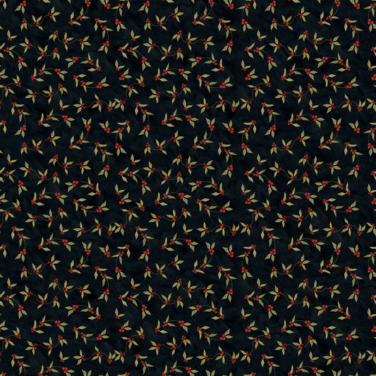 Naughty and Nice Holly Berries Black C16263 by Teresa Kogut for Riley Blake fabrics (sold in 25cm increments)