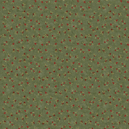 Naughty and Nice Holly Berries Green C16263 by Teresa Kogut for Riley Blake fabrics (sold in 25cm increments)