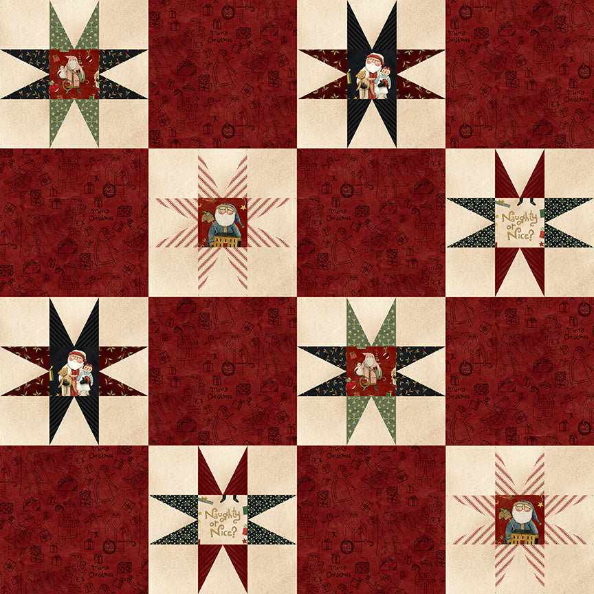 Naughty and Nice Cheater Print Red C16266 by Teresa Kogut for Riley Blake fabrics (sold in 25cm increments)