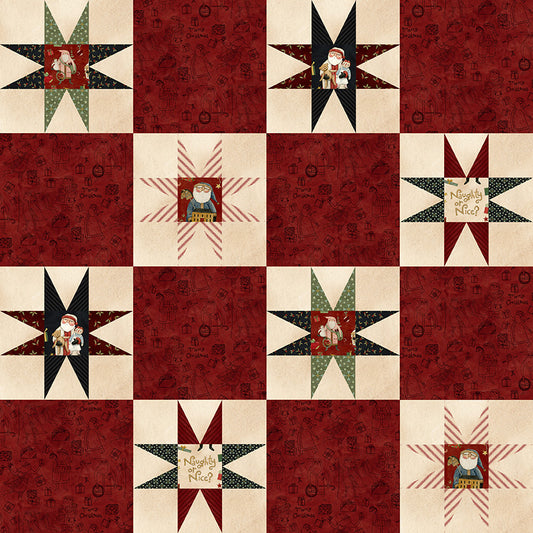 Naughty and Nice Cheater Print Red C16266 by Teresa Kogut for Riley Blake fabrics (sold in 25cm increments)