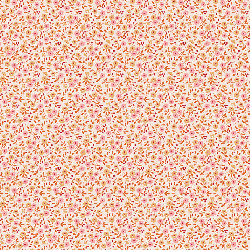 Farmers Daughter C17171-Coral Floral by Lori Holt for Riley Blake (sold in 25cm increments)