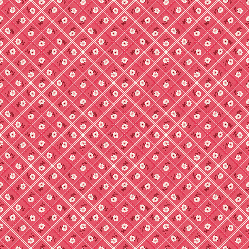 Berry & Sage Calico C17384-Tearose by Lori Holt for Riley Blake (sold in 25cm increments)