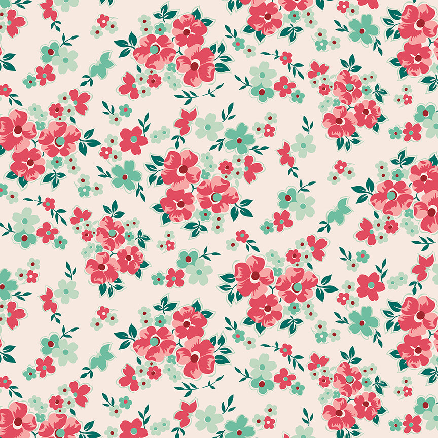 Berry & Sage Floral C17388-Latte by Lori Holt for Riley Blake (sold in 25cm increments)
