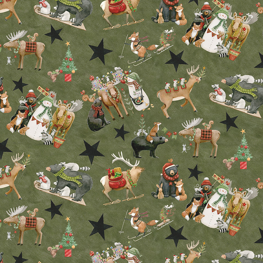 Northern Christmas Main Green C17830 by Teresa Kogut for Riley Blake Fabrics (sold in 25cm increments)