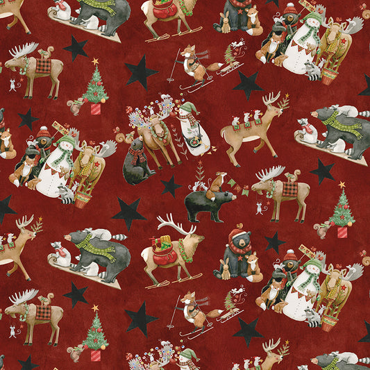 Northern Christmas Main Red C17830 by Teresa Kogut for Riley Blake Fabrics (sold in 25cm increments)