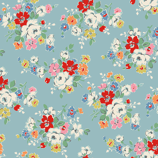 Signature Collection Clifton Rose C18370-Blue by Cath Kidston for Riley Blake Fabrics (sold in 25cm increments)